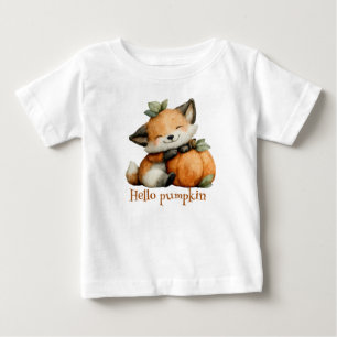 Camiseta Para Bebê Olá Pumpkin Cute Fox Halloween Design