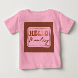 Camiseta Para Bebê Olá segunda-feiraToddler Pink