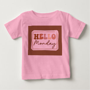Camiseta Para Bebê Olá segunda-feiraToddler Pink