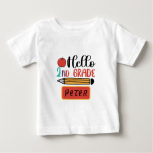 Camiseta Para Bebê Olá, segunda série personalizada de volta à divers