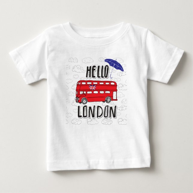 Camiseta Para Bebê Olá! sinal indicado por letras da mão de Londres | (Frente)