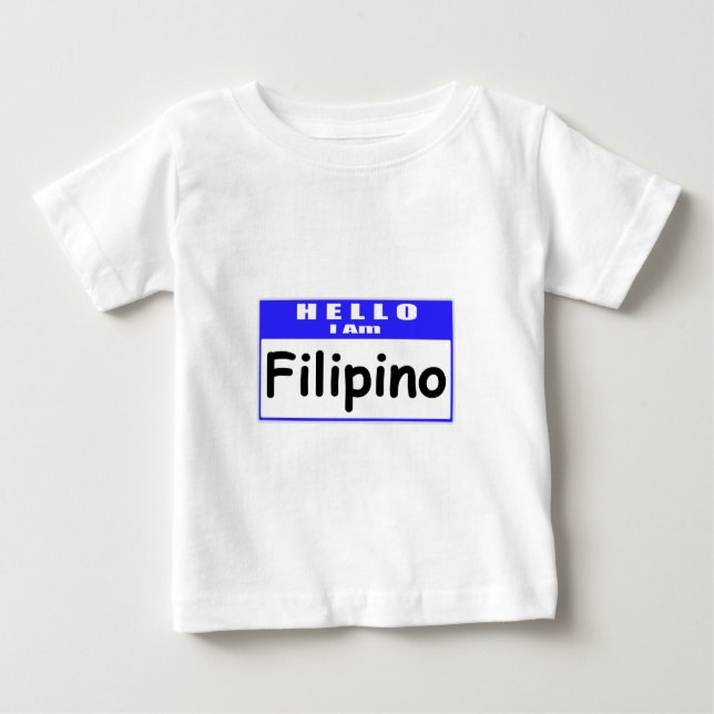 Camiseta Para Bebê Olá, Sou Filipino... Nametag (Frente)