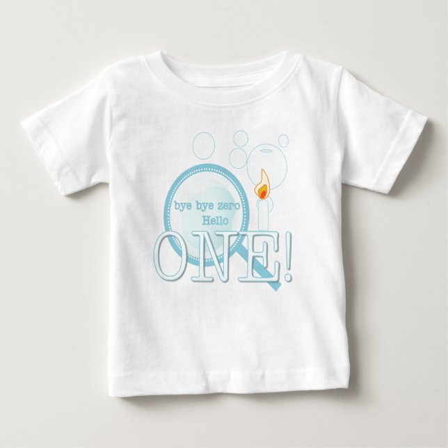 Camiseta Para Bebê Olá! um primeiro aniversário (Frente)