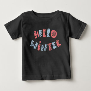 Camiseta Para Bebê Olá Winter   Feriado de Natal Para Bebês