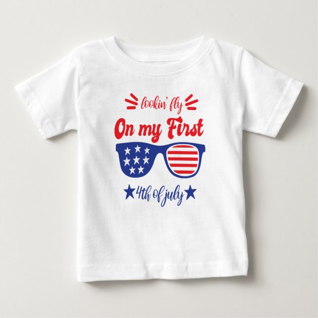 Camiseta Para Bebê Olhando a Voz no meu Primeiro Quarto de julho (Frente)