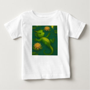 Camiseta Para Bebê Olhinhos de filhotes verdes e bebês bonitos, drago