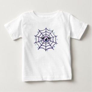 Camiseta Para Bebê Olho bonito de desenho em uma Web cintilante