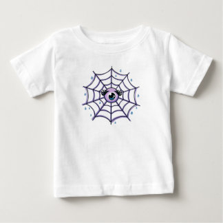 Camiseta Para Bebê Olho bonito de desenho em uma Web cintilante