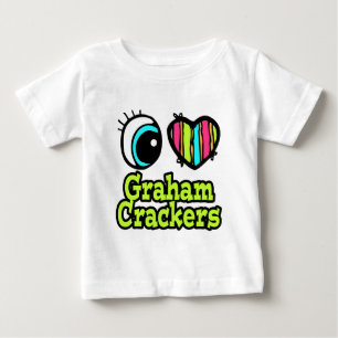 Camiseta Para Bebê Olho Brilhante Coração Eu Amo Biscoitos Graham