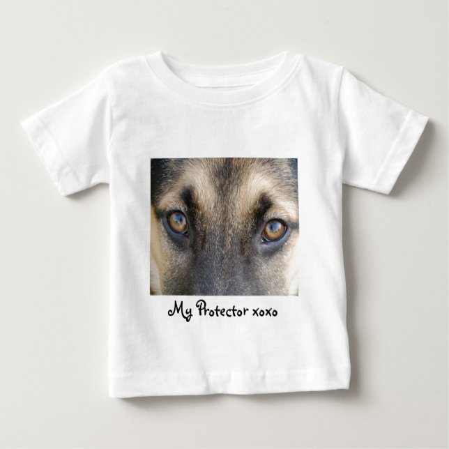 Camiseta Para Bebê Olhos de german shepherd (Frente)