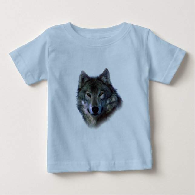 Camiseta Para Bebê Olhos de Lobo Cinzento (Frente)