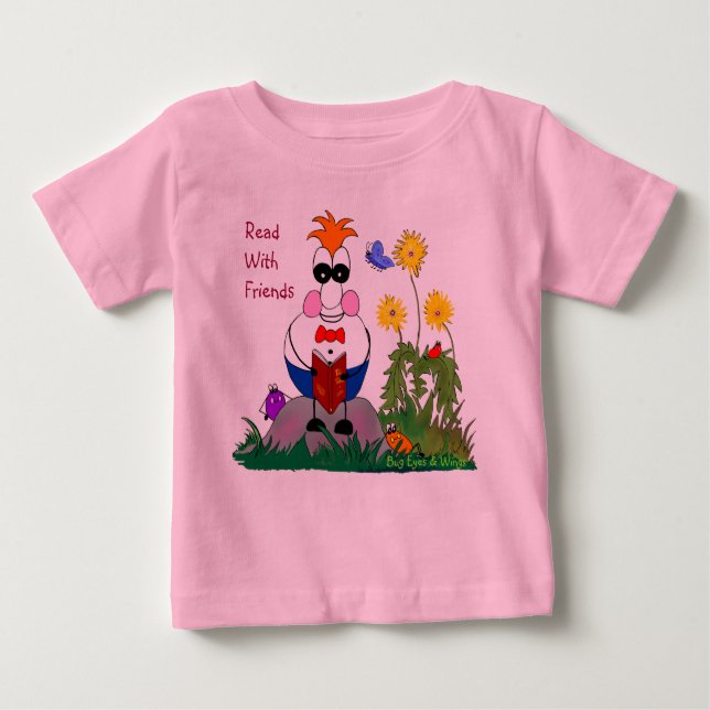 Camiseta Para Bebê Olhos e Asas do inseto lidos com os amigos Toddler (Frente)