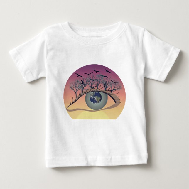 Camiseta Para Bebê Olhos no Mundo - Natureza e Arte da Terra (Frente)