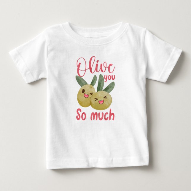 Camiseta Para Bebê Oliva-Te Tão Engraçado Comida. (Frente)