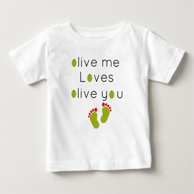 Camiseta Para Bebê Olive me ama Olive você me ama (Frente)