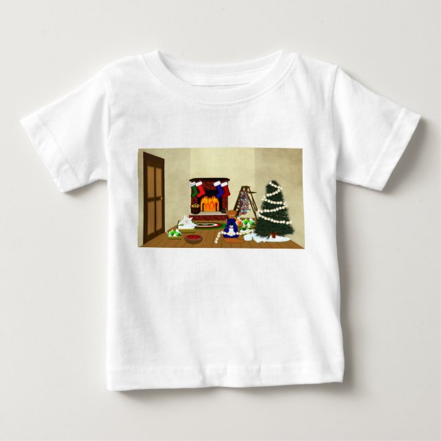 Camiseta Para Bebê Oliver Decora para o Natal (Frente)