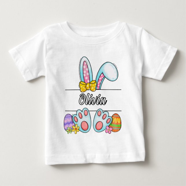 Camiseta Para Bebê Olivia Easter Bunny (Frente)