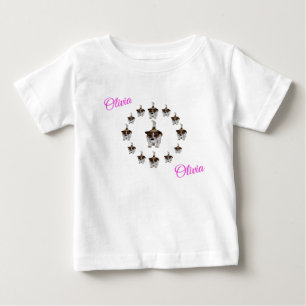 Camiseta Para Bebê "Olivia" Nome Com Fox Terriers, Camiseta De Bebê
