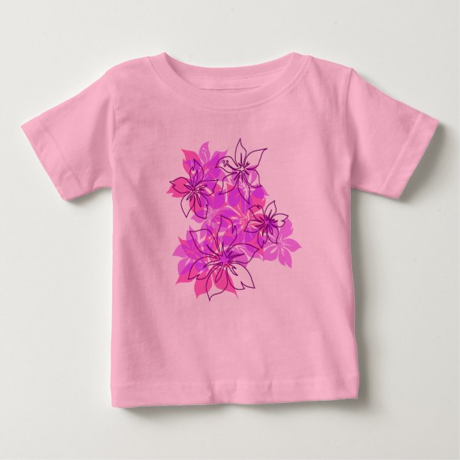 Camiseta Para Bebê Olowalu Hibiscus Hawaiian Camo Tropical (Frente)