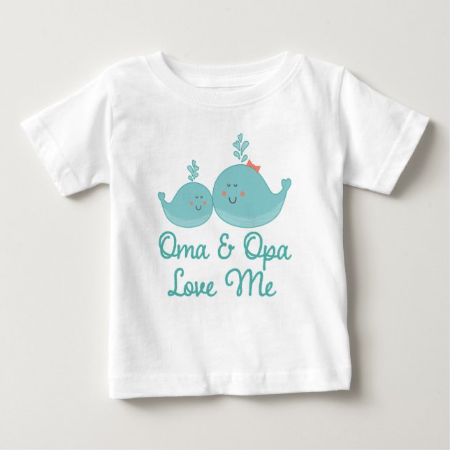 Camiseta Para Bebê Oma e Opa me amam presente (Frente)