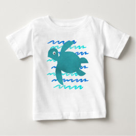 Camiseta Para Bebê Ondas de Tartaruga do Mar de Água