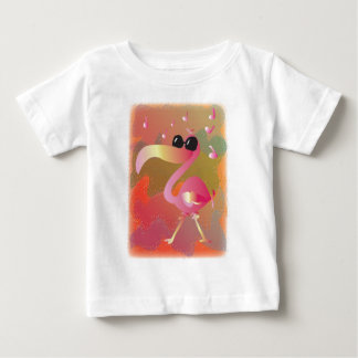 Camiseta Para Bebê ondas de verão-flamingo