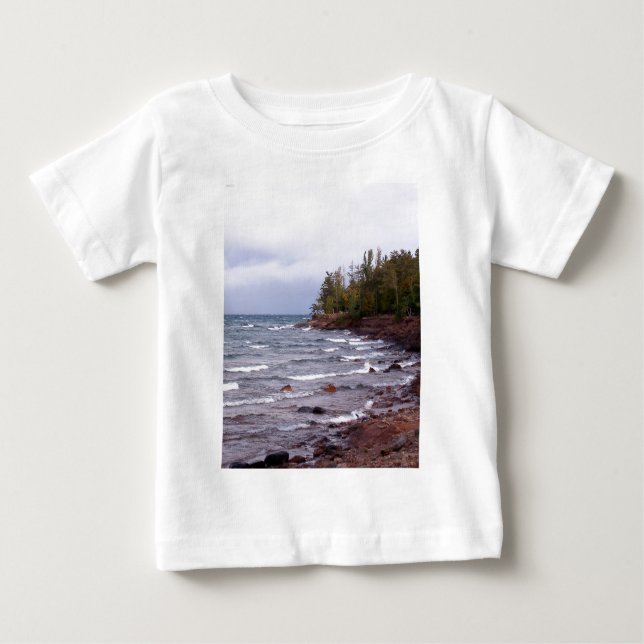 Camiseta Para Bebê Ondas do Lago Superior (Frente)