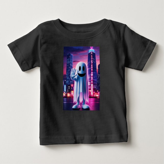 Camiseta Para Bebê Ondas e Luzes Urbanas Fantasmas (Frente)