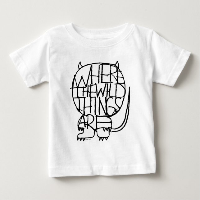 Camiseta Para Bebê Onde Vivem os Monstros | Esboço do Monstro Selvage (Frente)