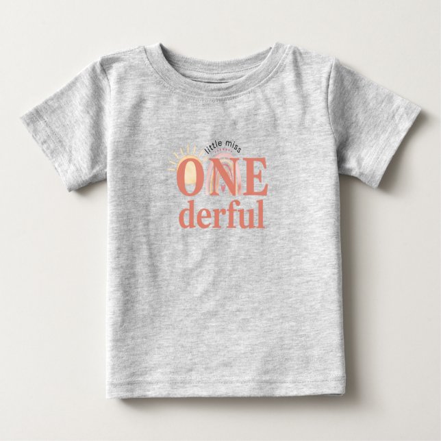 Camiseta Para Bebê ONE-derful 1st Birthday Fine Jersey Baby T-Shirt (Frente)