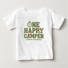 Camiseta Para Bebê One Happy Camper Boys Birthday 