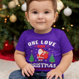 Camiseta Para Bebê One Love One Christmas Papais noeis T-Shirt