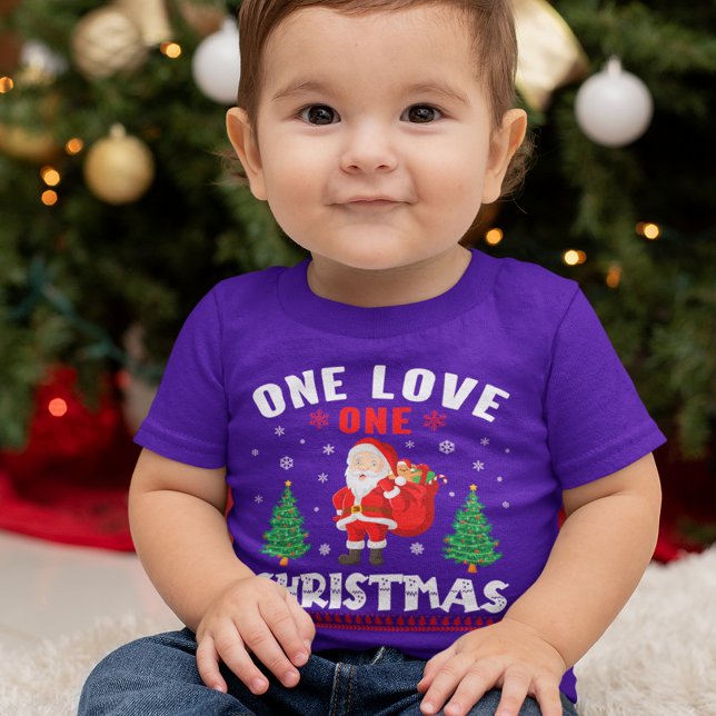 Camiseta Para Bebê One Love One Christmas Papais noeis T-Shirt (Criador carregado)
