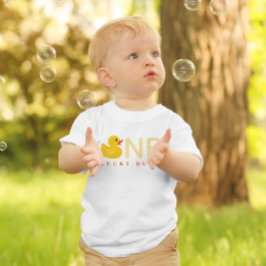 Camiseta Para Bebê One Lucky Duck First Birthday Shirt