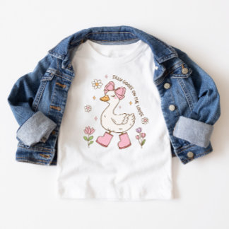 Camiseta Para Bebê One Silly Goose Pink Girl 1st Birthday
