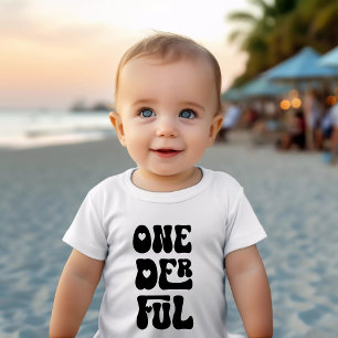 Camiseta Para Bebê Onederful 1º Aniversário Um Ano de Idade