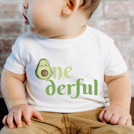 Camiseta Para Bebê Onederful Abacate 1º Aniversário