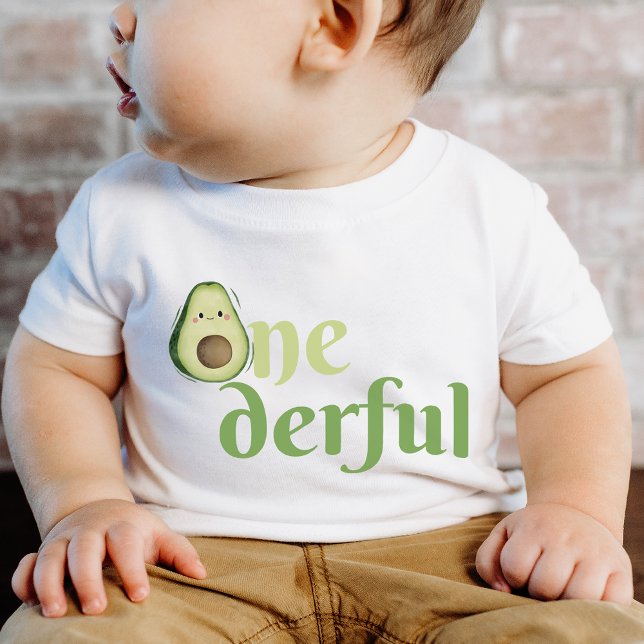 Camiseta Para Bebê Onederful Abacate 1º Aniversário (Onederful Avocado 1st Birthday Baby T-Shirt)