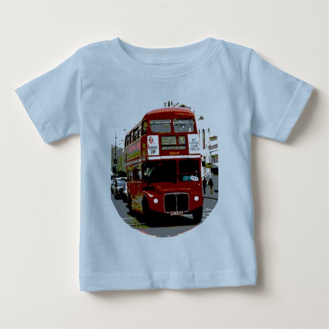 Camiseta Para Bebê Ônibus Routemaster Red Bus de Londres (Frente)