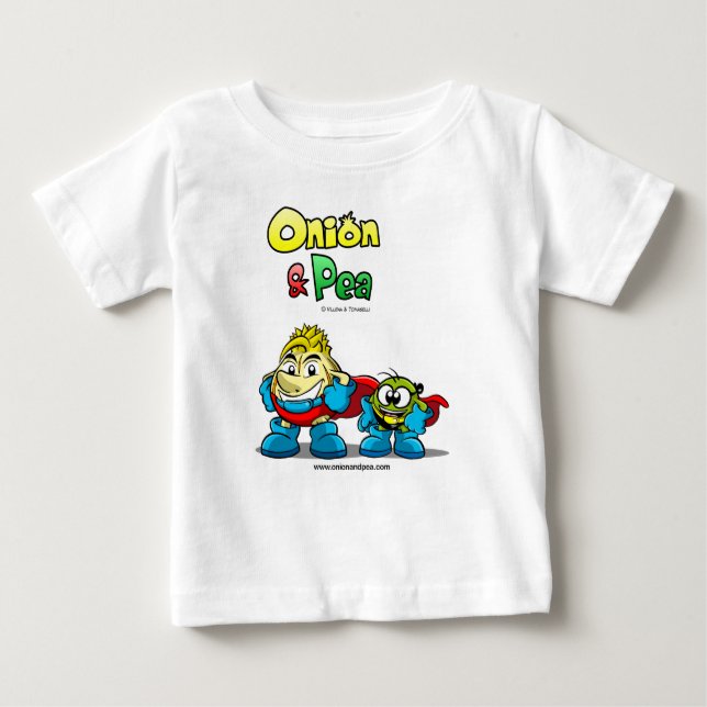 Camiseta Para Bebê Onion & Pea characters Baby t-shirt. (Frente)
