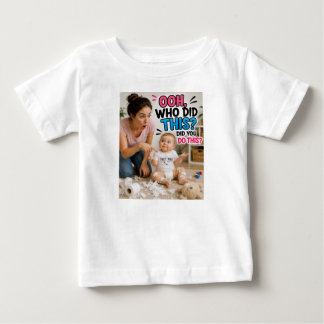 Camiseta Para Bebê Ooh, Quem Fez Isso? – Probleminha de Bebê Divertid