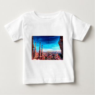 Camiseta Para Bebê Opinião da cidade de Barcelona e Sagrada Familia