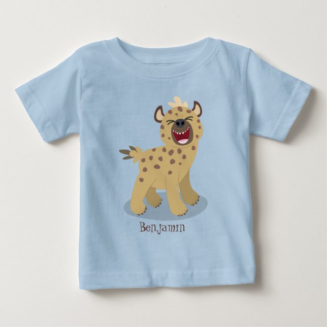 Camiseta Para Bebê Óptica hiena engraçada rindo ilustração de desenho (Frente)