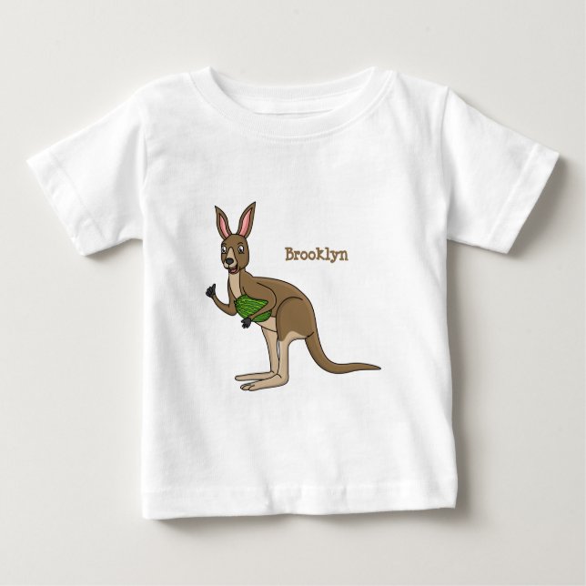 Camiseta Para Bebê Óptica ilustração de canguru australiano feliz (Frente)