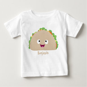 Camiseta Para Bebê Óptica ilustração do desenho animado do taco feliz