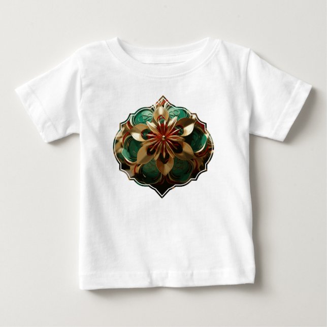 Camiseta Para Bebê Opulência de Yuletide: Segmentos de Ouro do Natal (Frente)