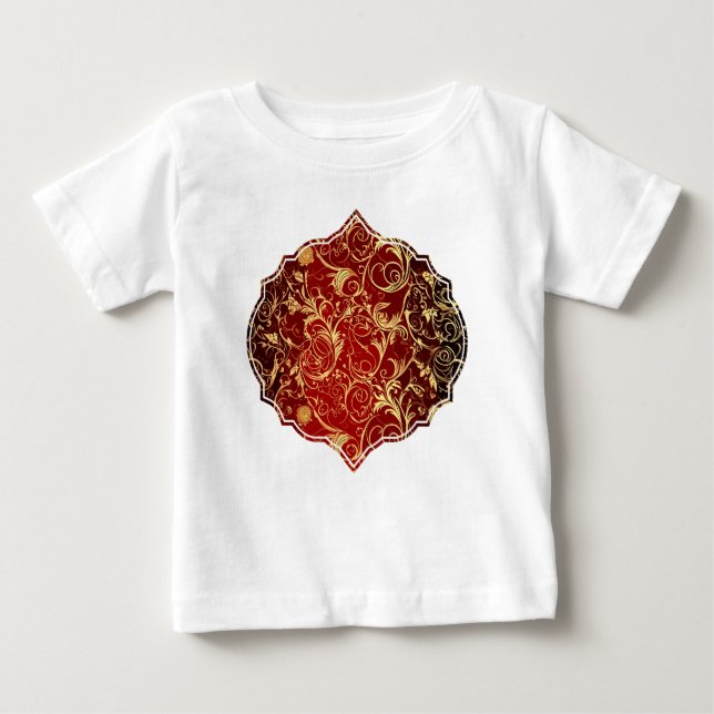Camiseta Para Bebê Opulência de Yuletide: Segmentos de Ouro do Natal (Frente)