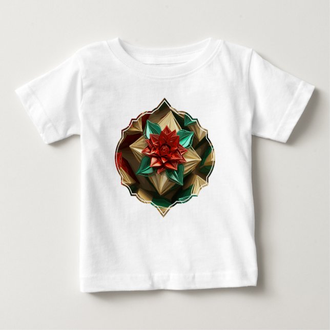 Camiseta Para Bebê Opulência de Yuletide: Segmentos de Ouro do Natal (Frente)