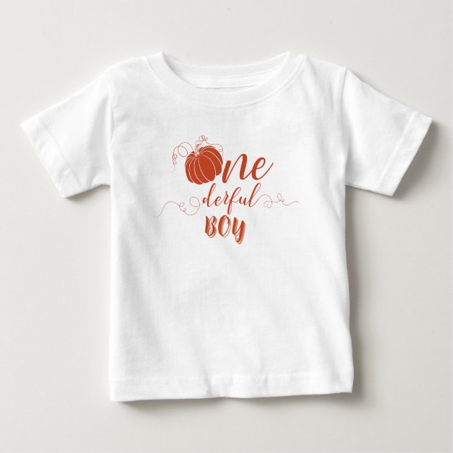 CAMISETA PARA BEBÊ ORANGE BOW & ARCH FALL PUMPKIN FLOWERS BIRTHDAY (Frente)