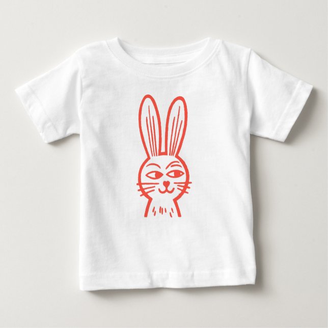 Camiseta Para Bebê Orange Bunny (Frente)
